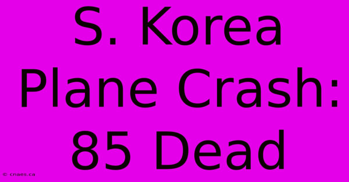 S. Korea Plane Crash: 85 Dead