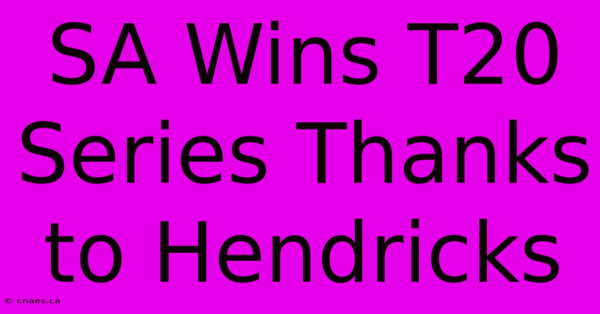 SA Wins T20 Series Thanks To Hendricks