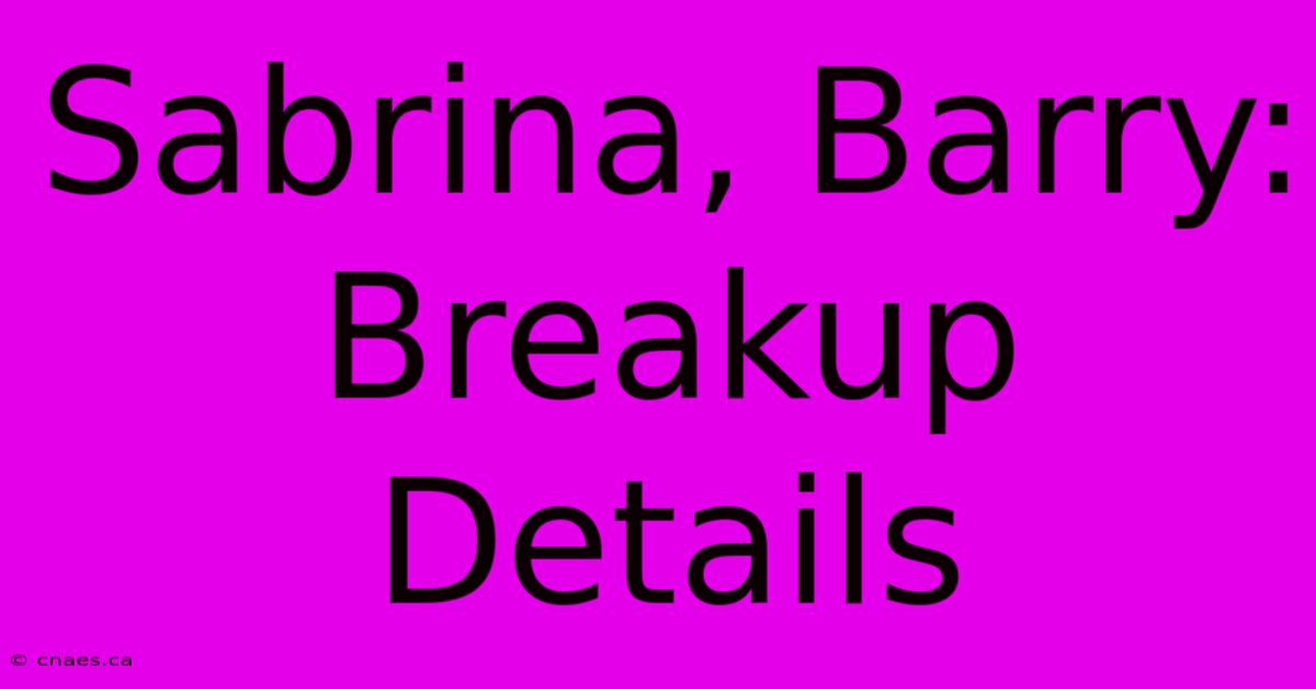 Sabrina, Barry: Breakup Details