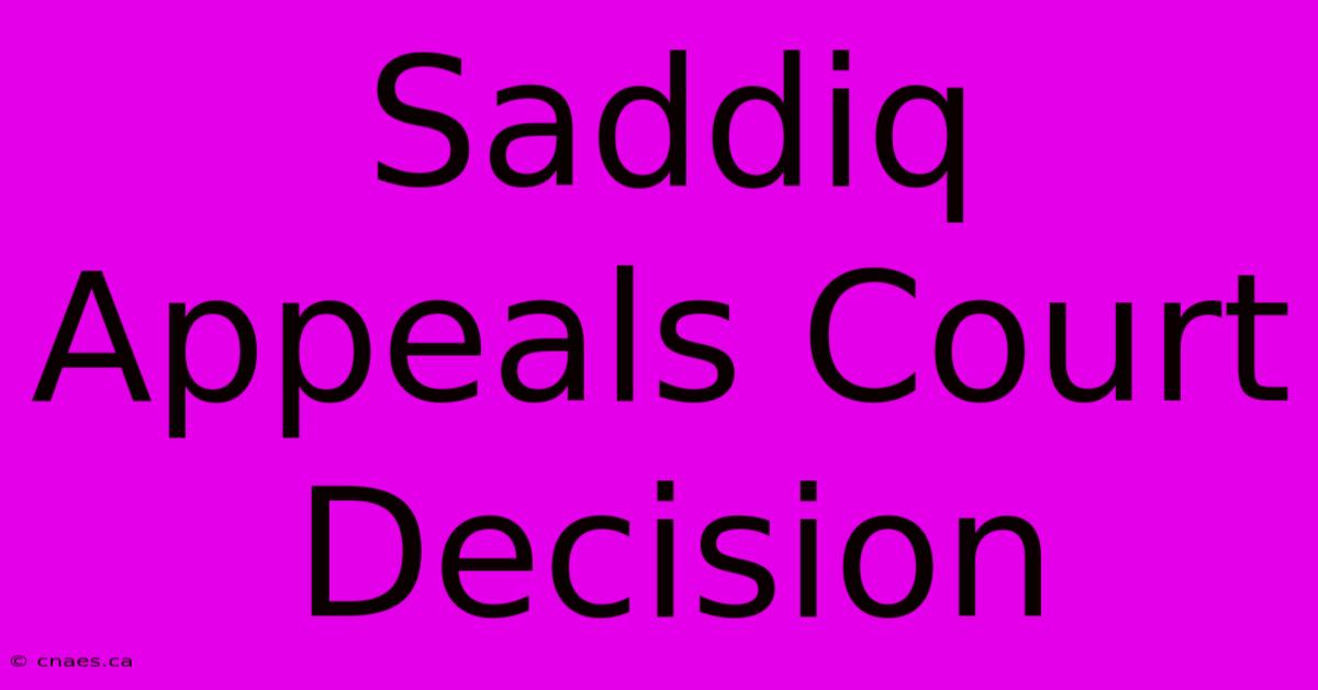 Saddiq Appeals Court Decision