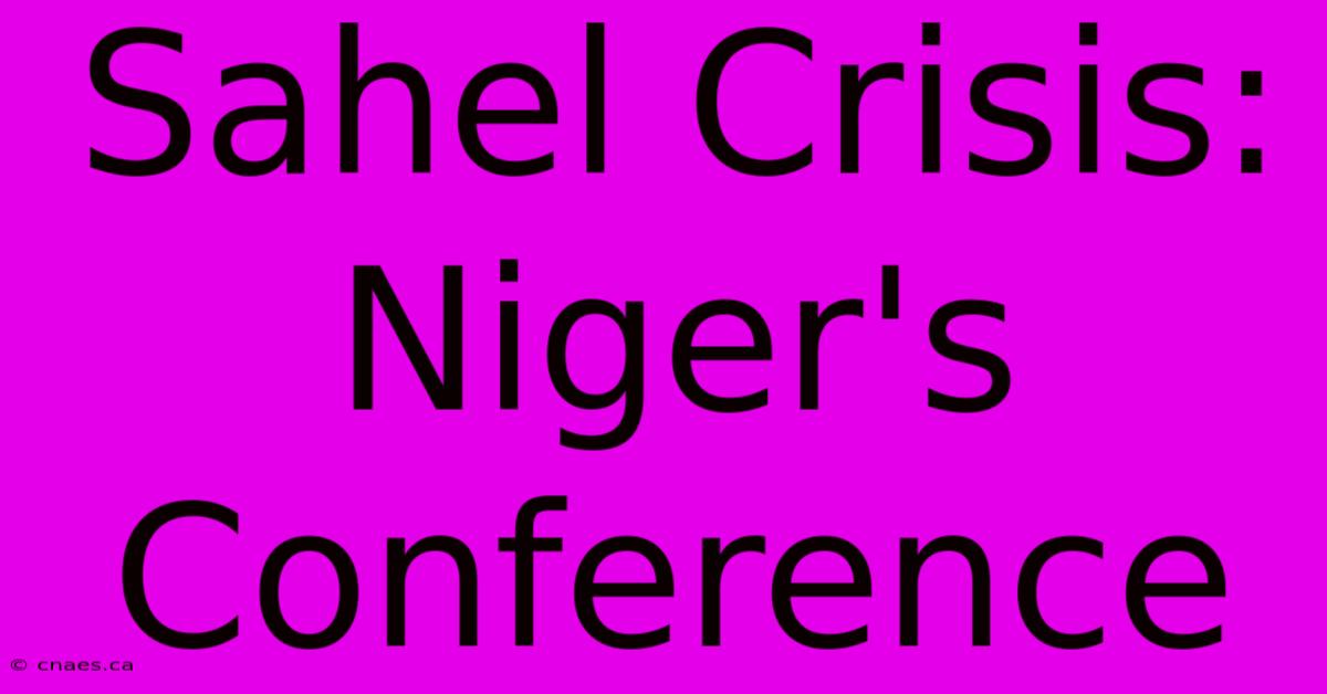 Sahel Crisis: Niger's Conference