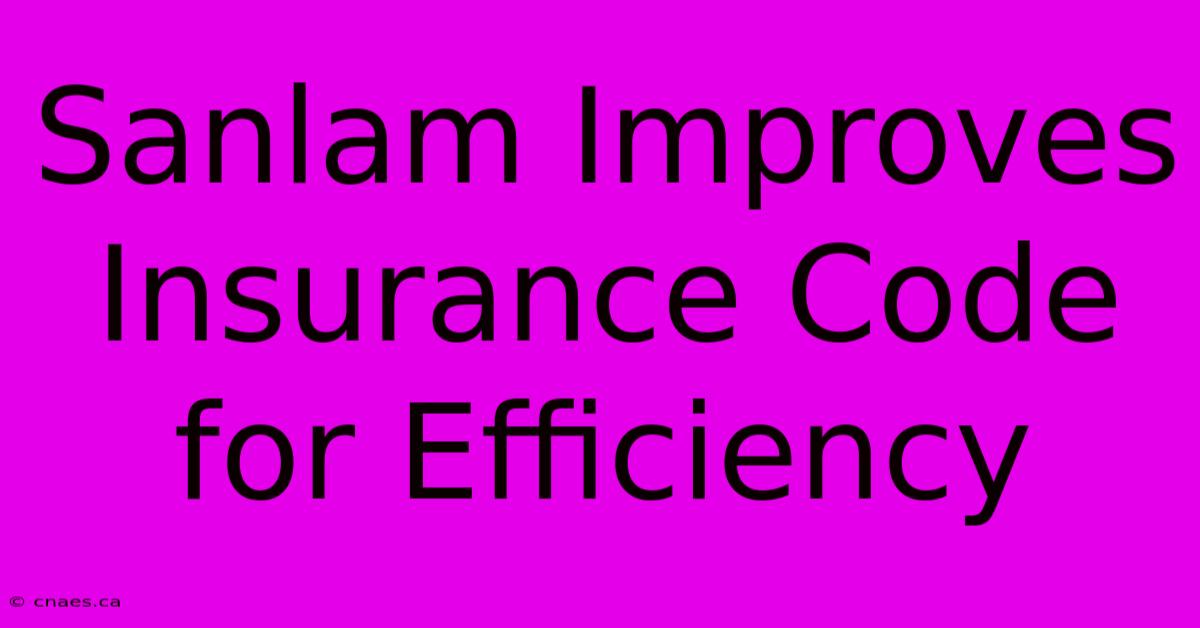 Sanlam Improves Insurance Code For Efficiency