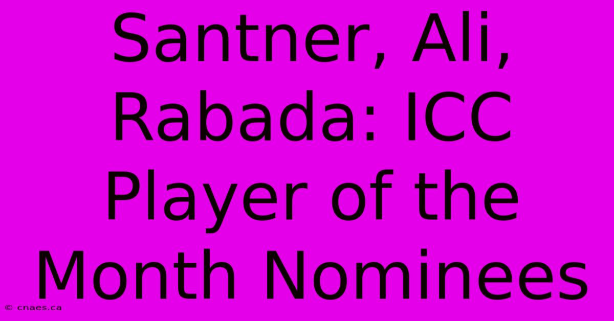 Santner, Ali, Rabada: ICC Player Of The Month Nominees