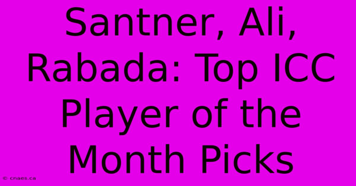 Santner, Ali, Rabada: Top ICC Player Of The Month Picks