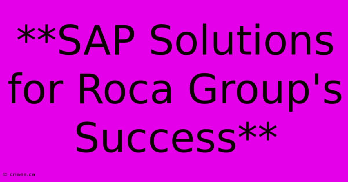 **SAP Solutions For Roca Group's Success**