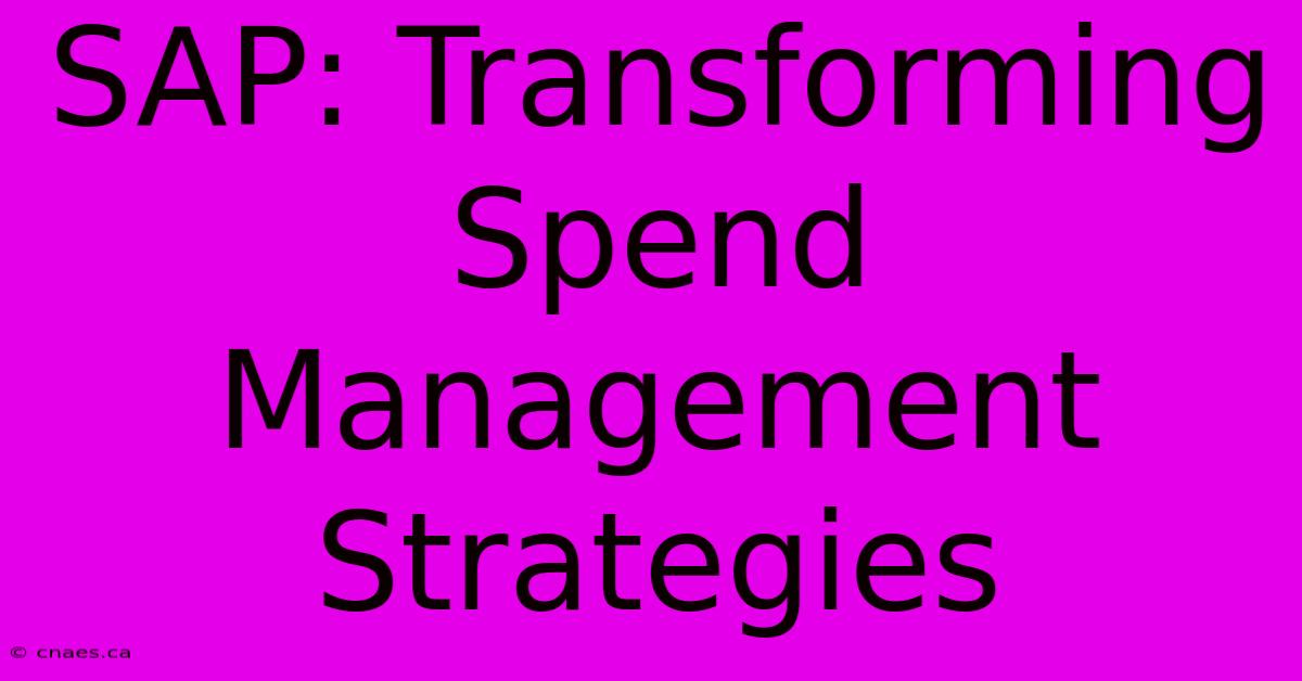 SAP: Transforming Spend Management Strategies