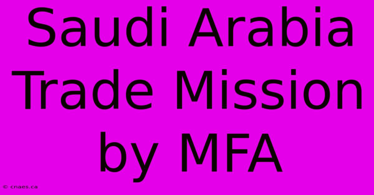 Saudi Arabia Trade Mission By MFA