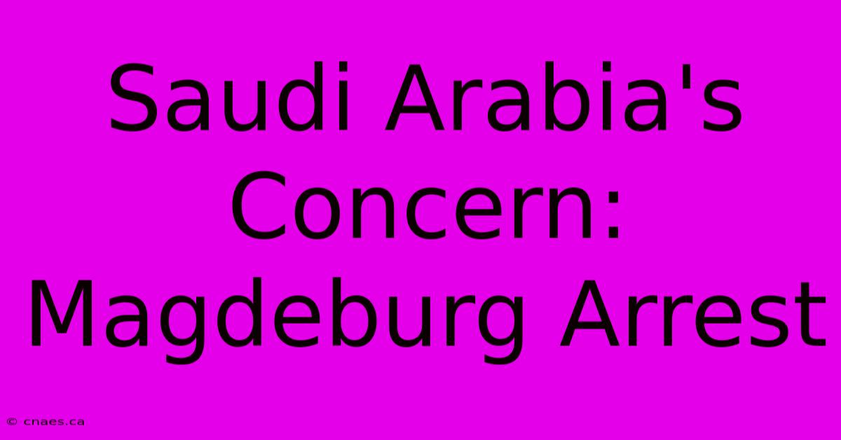 Saudi Arabia's Concern: Magdeburg Arrest