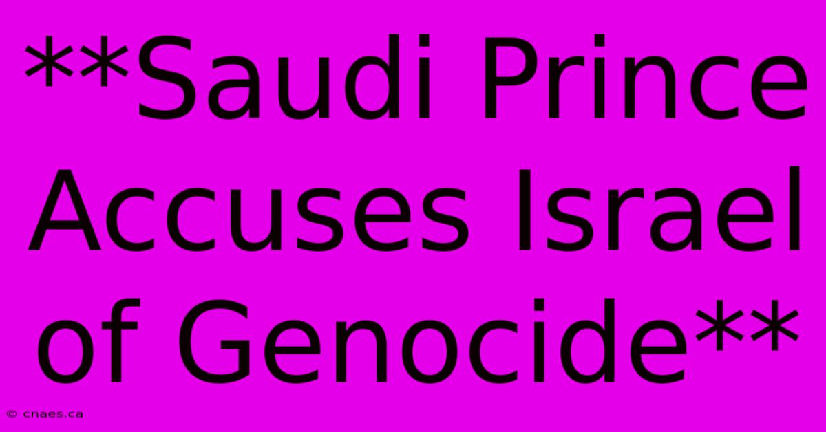 **Saudi Prince Accuses Israel Of Genocide**