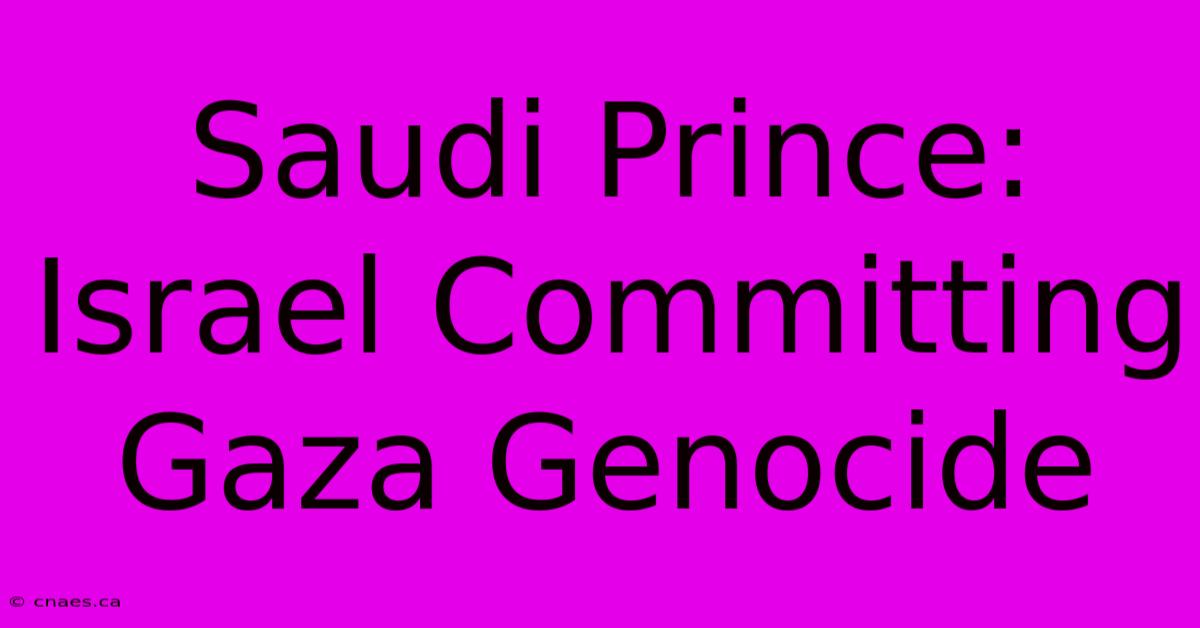 Saudi Prince: Israel Committing Gaza Genocide