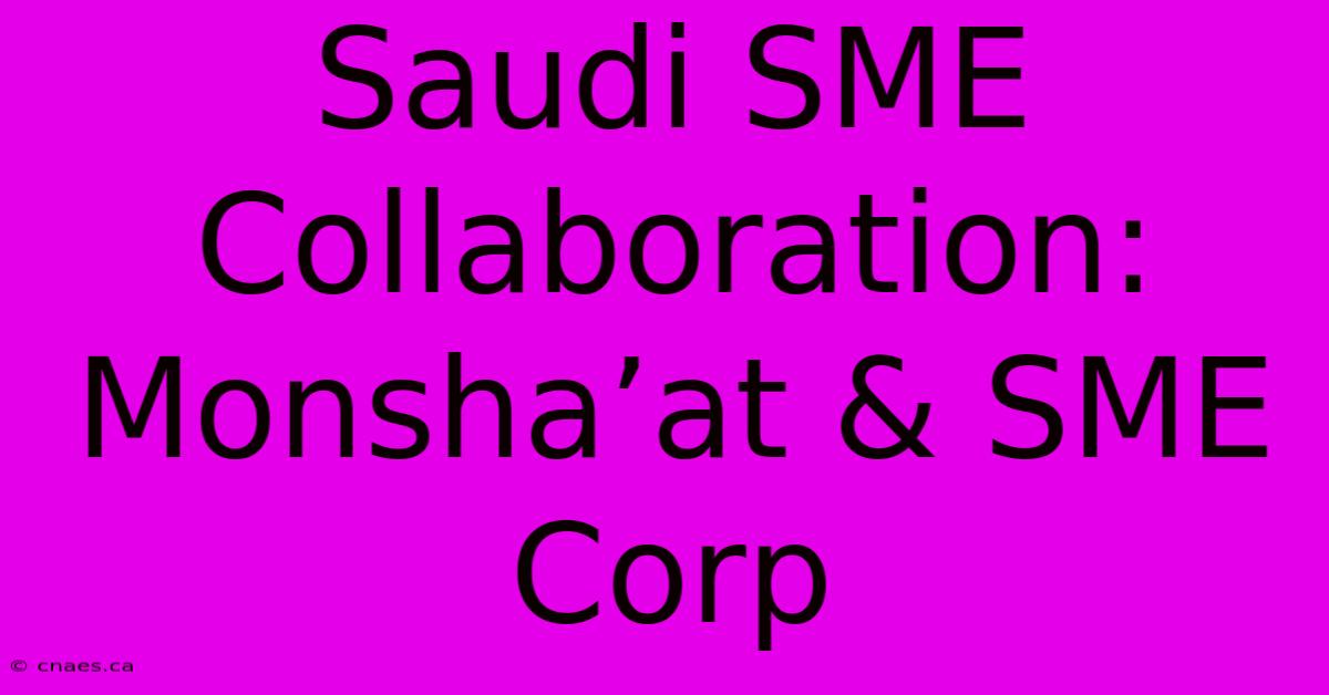 Saudi SME Collaboration: Monsha’at & SME Corp