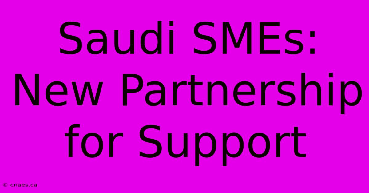 Saudi SMEs: New Partnership For Support 