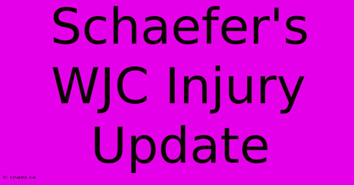 Schaefer's WJC Injury Update