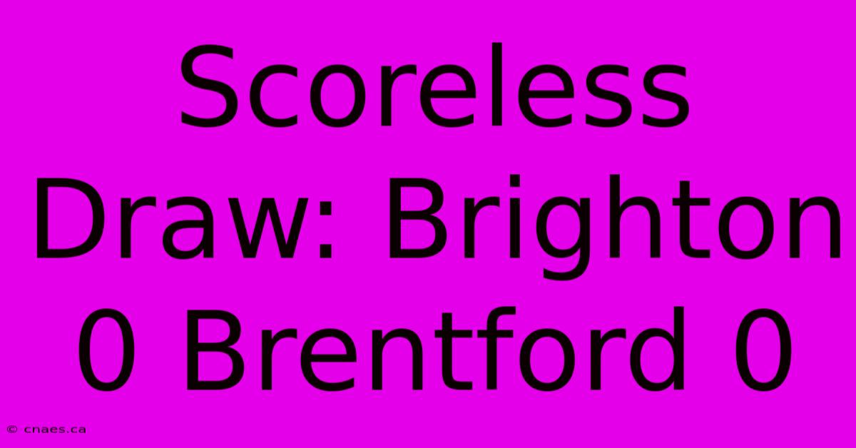 Scoreless Draw: Brighton 0 Brentford 0