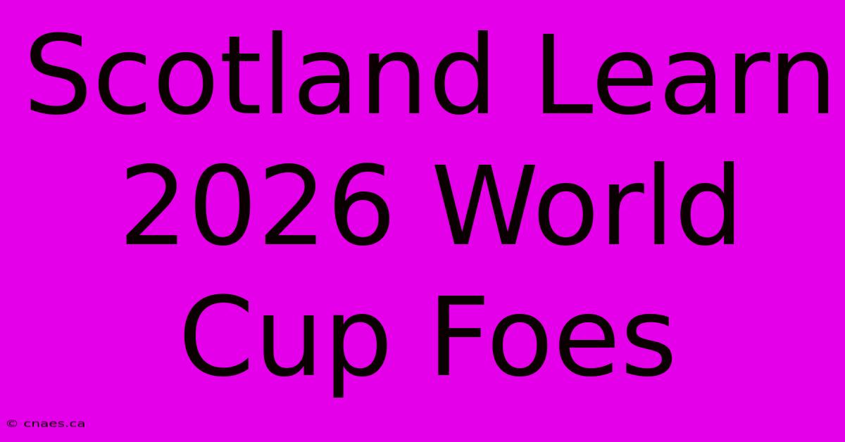 Scotland Learn 2026 World Cup Foes