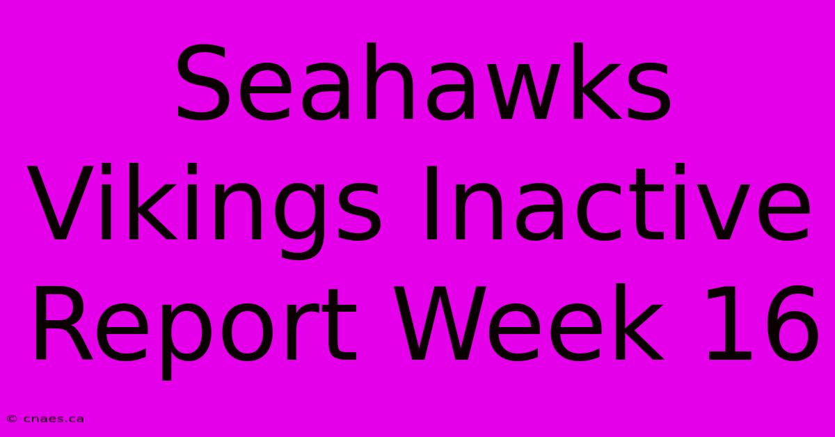 Seahawks Vikings Inactive Report Week 16