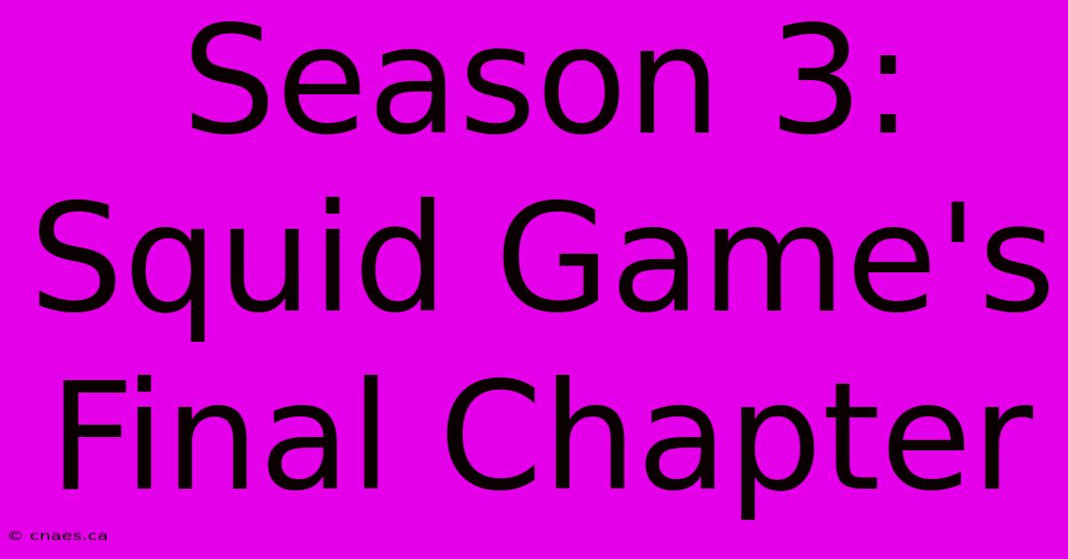 Season 3: Squid Game's Final Chapter