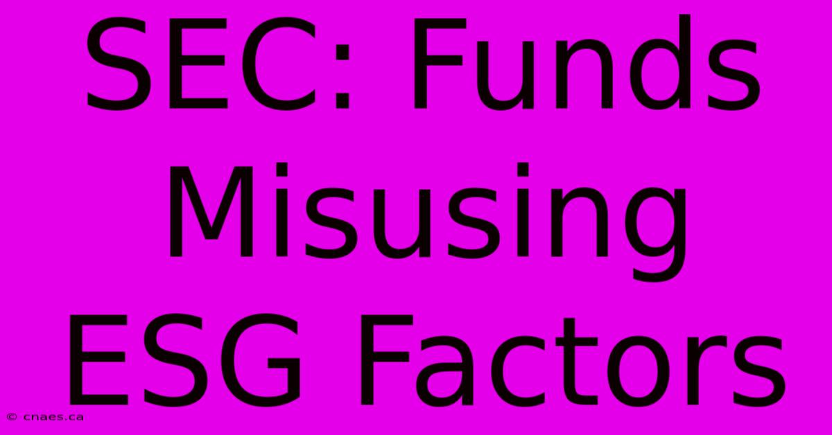 SEC: Funds Misusing ESG Factors