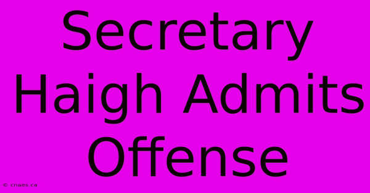 Secretary Haigh Admits Offense