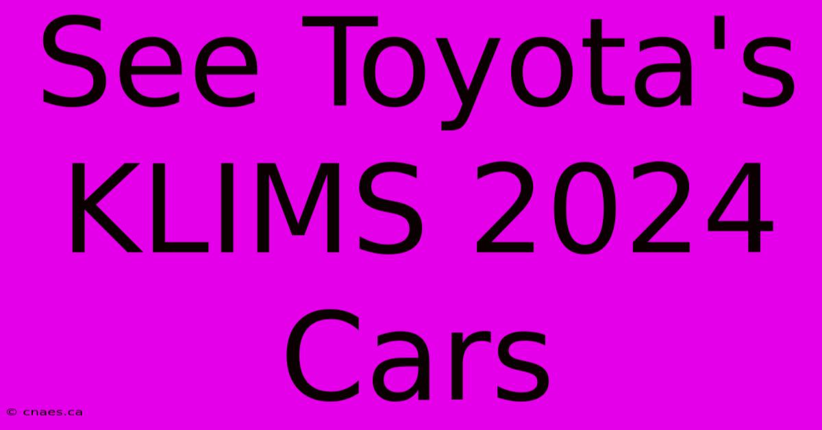 See Toyota's KLIMS 2024 Cars