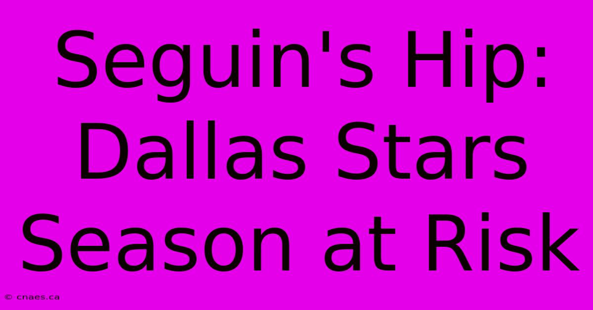 Seguin's Hip: Dallas Stars Season At Risk