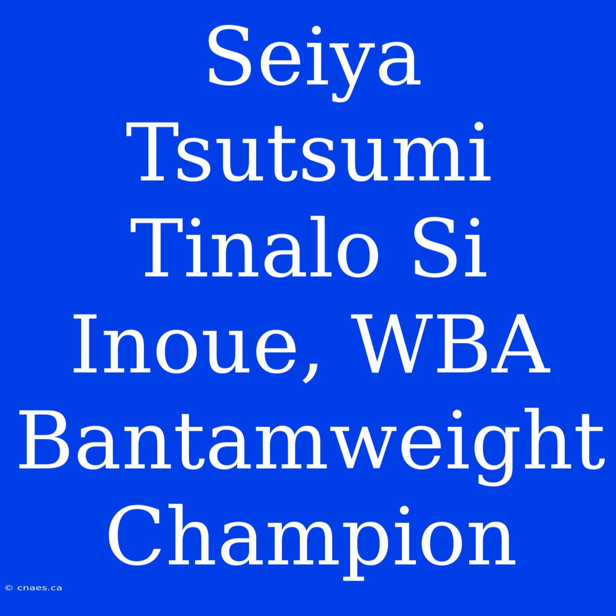 Seiya Tsutsumi Tinalo Si Inoue, WBA Bantamweight Champion