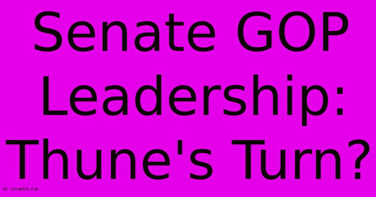 Senate GOP Leadership: Thune's Turn? 