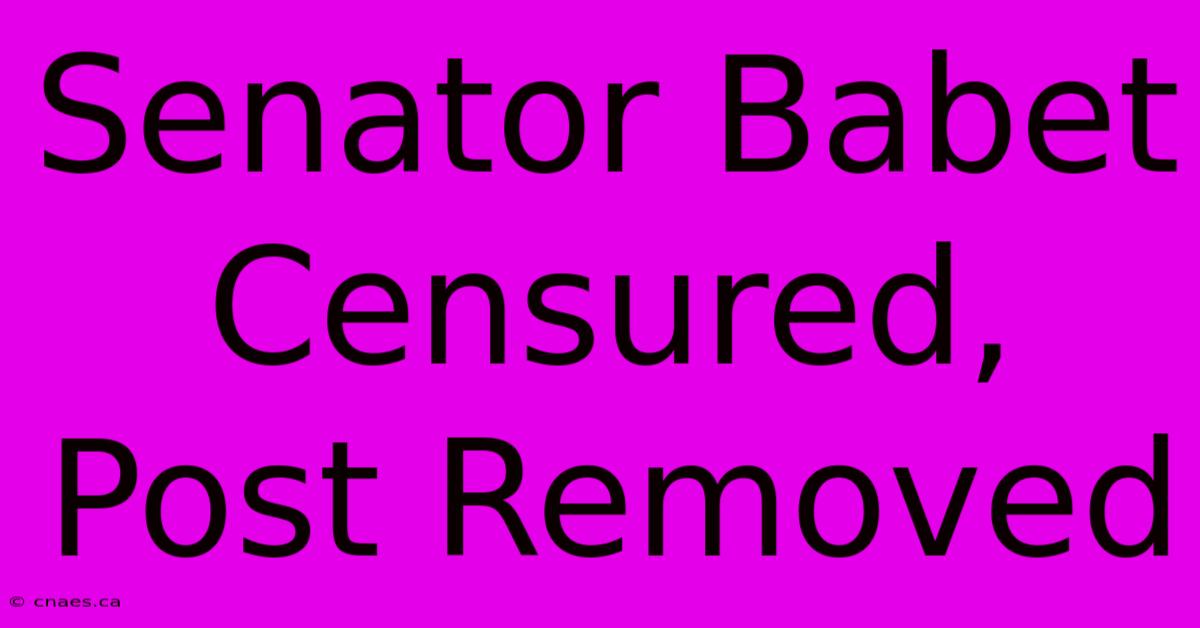 Senator Babet Censured, Post Removed