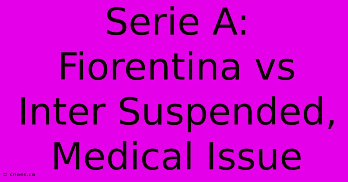 Serie A: Fiorentina Vs Inter Suspended, Medical Issue