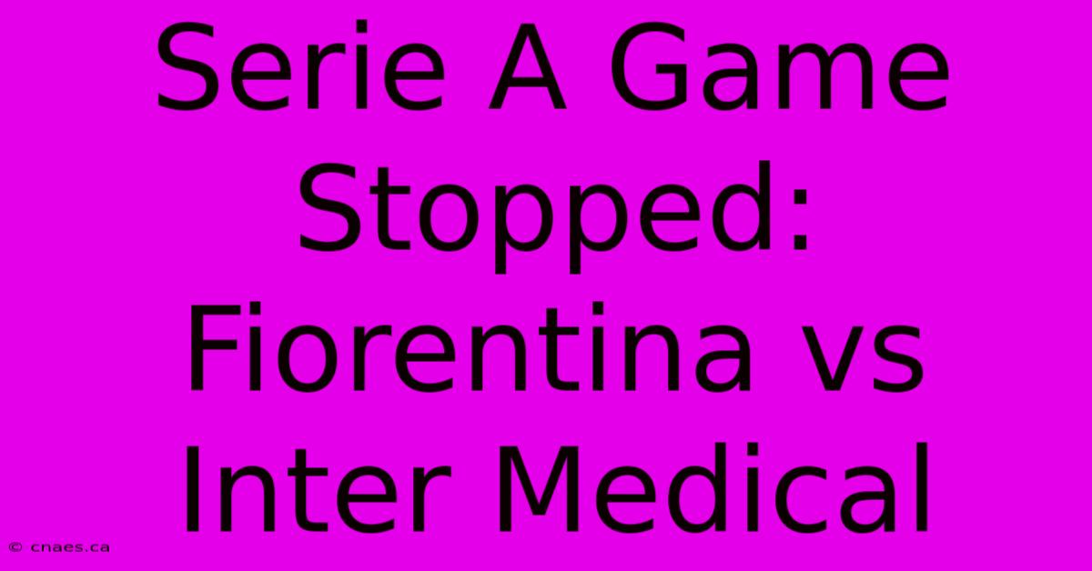 Serie A Game Stopped: Fiorentina Vs Inter Medical