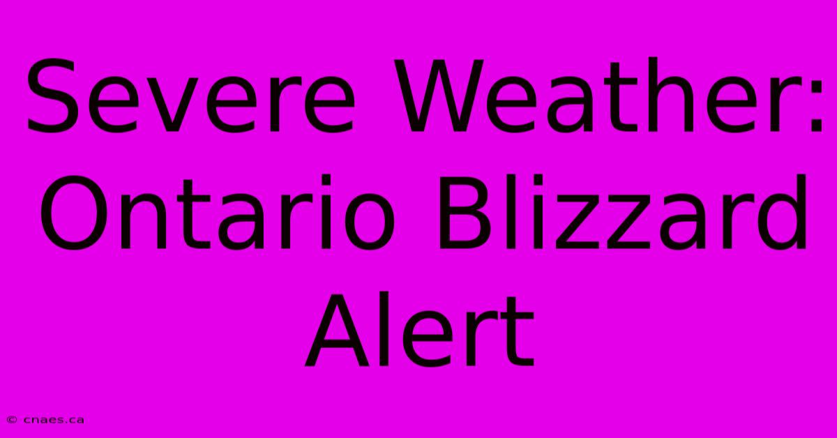 Severe Weather: Ontario Blizzard Alert