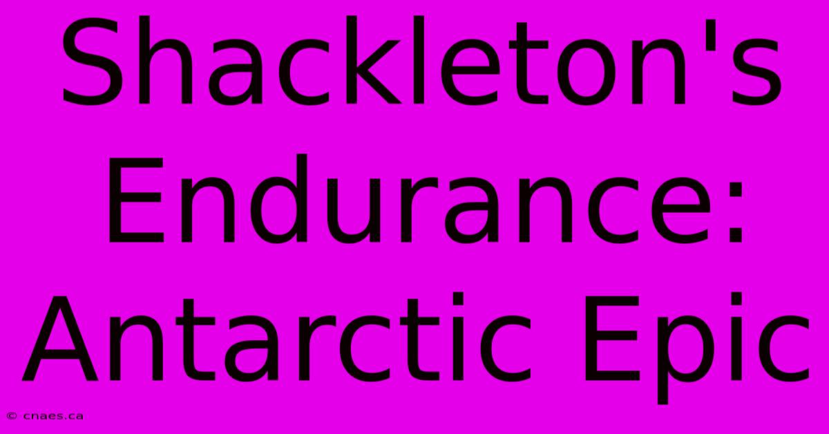 Shackleton's Endurance: Antarctic Epic