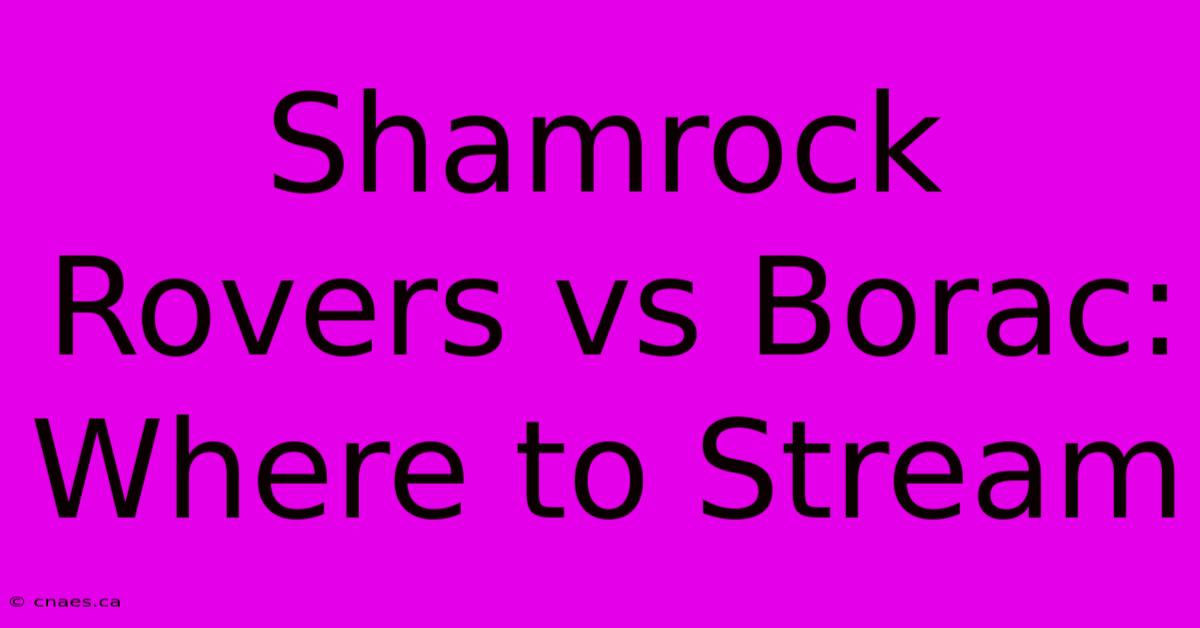 Shamrock Rovers Vs Borac: Where To Stream