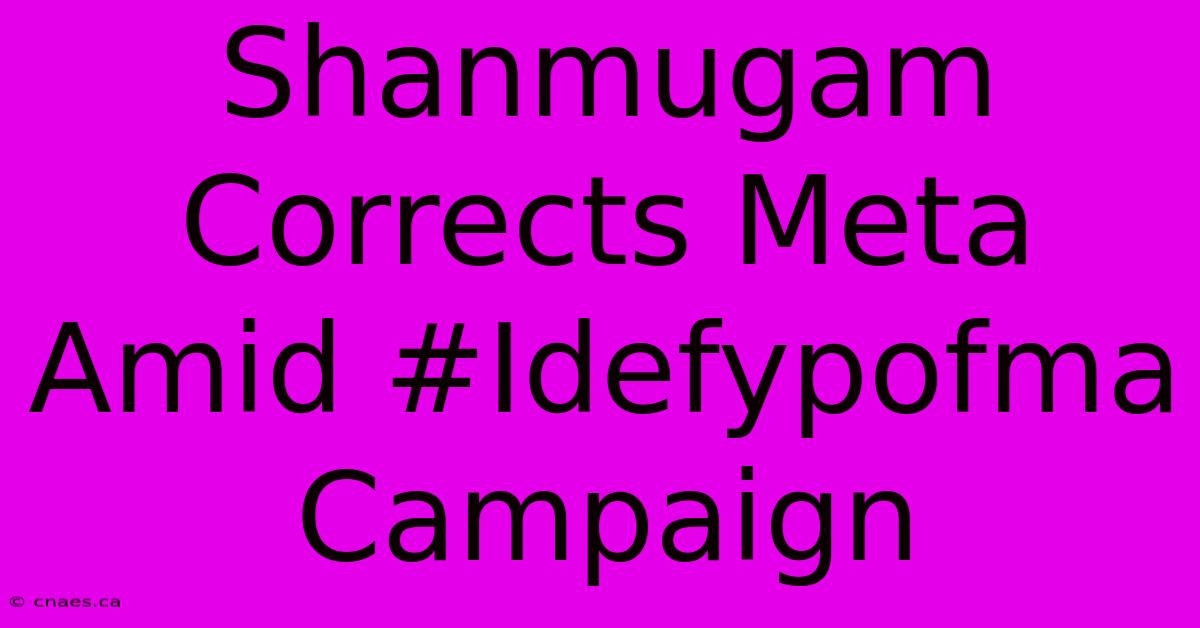 Shanmugam Corrects Meta Amid #Idefypofma Campaign