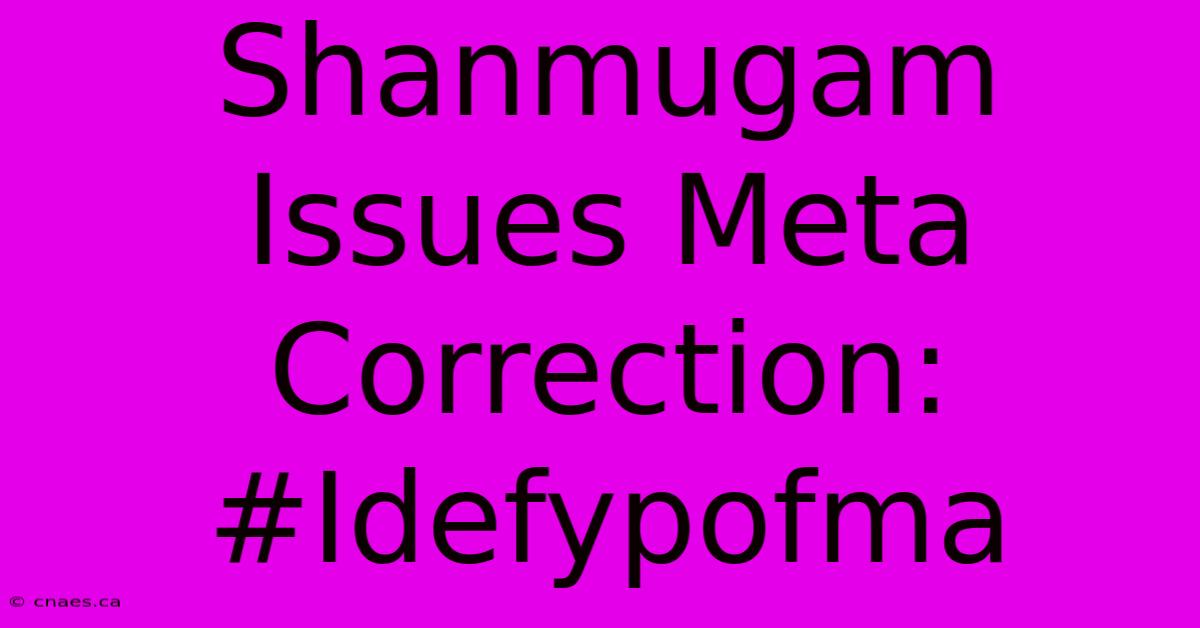 Shanmugam Issues Meta Correction: #Idefypofma 