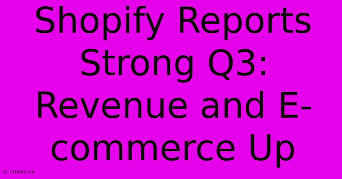 Shopify Reports Strong Q3: Revenue And E-commerce Up