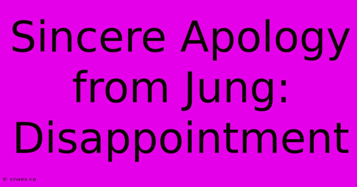 Sincere Apology From Jung: Disappointment