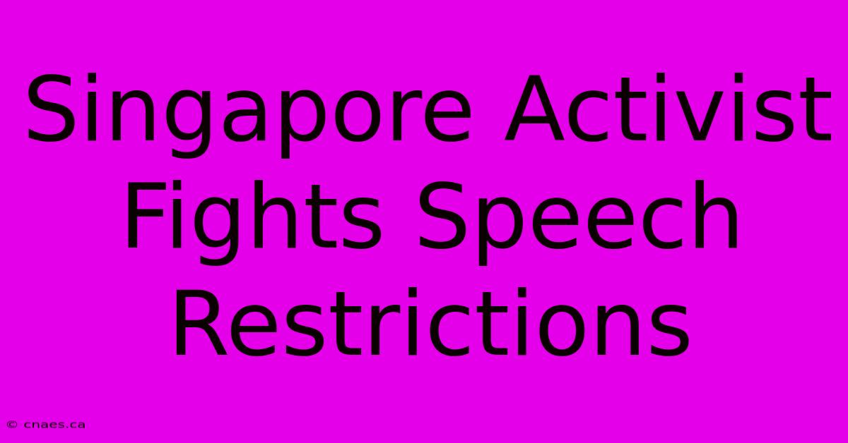 Singapore Activist Fights Speech Restrictions