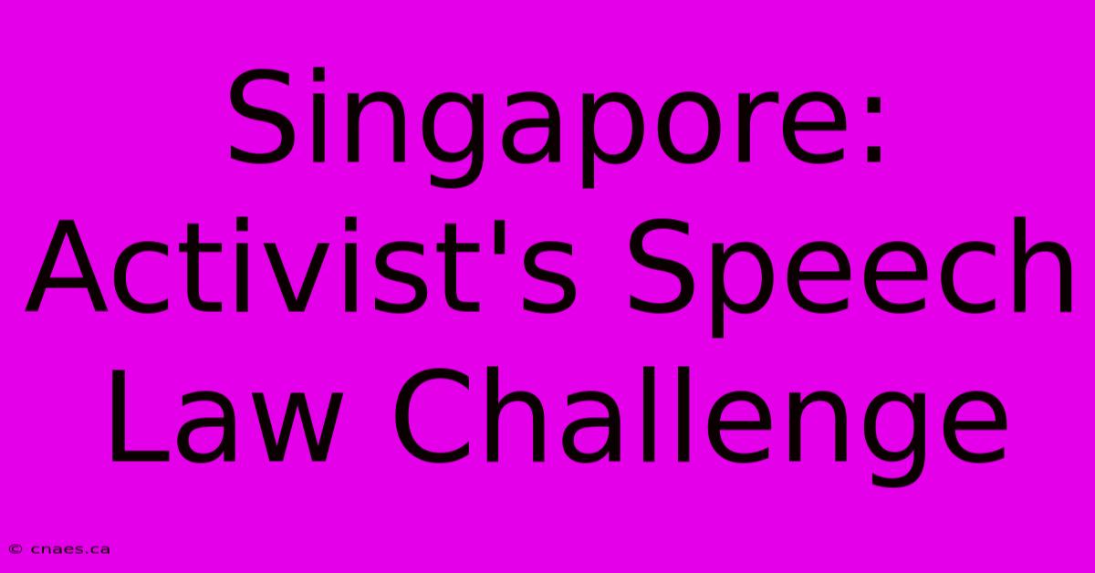 Singapore: Activist's Speech Law Challenge