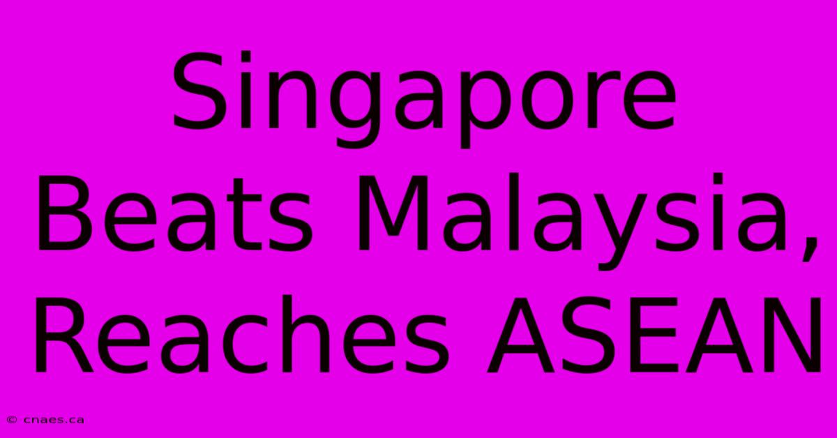 Singapore Beats Malaysia, Reaches ASEAN