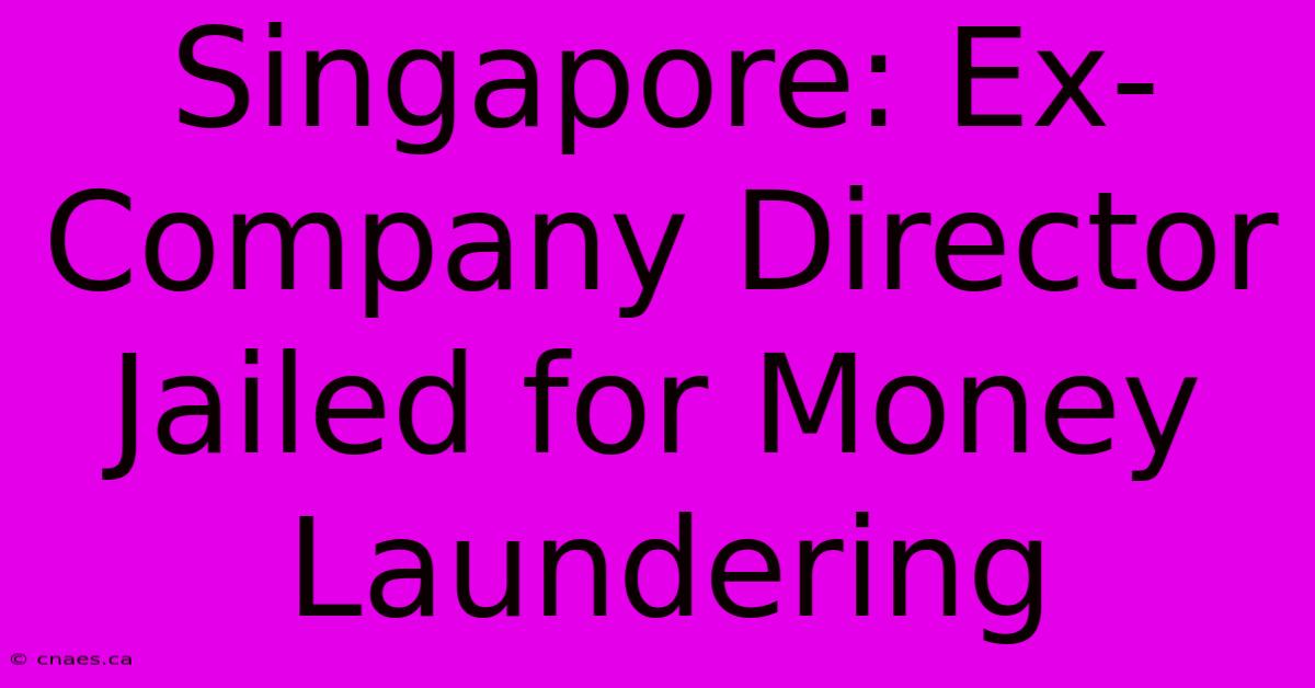 Singapore: Ex-Company Director Jailed For Money Laundering