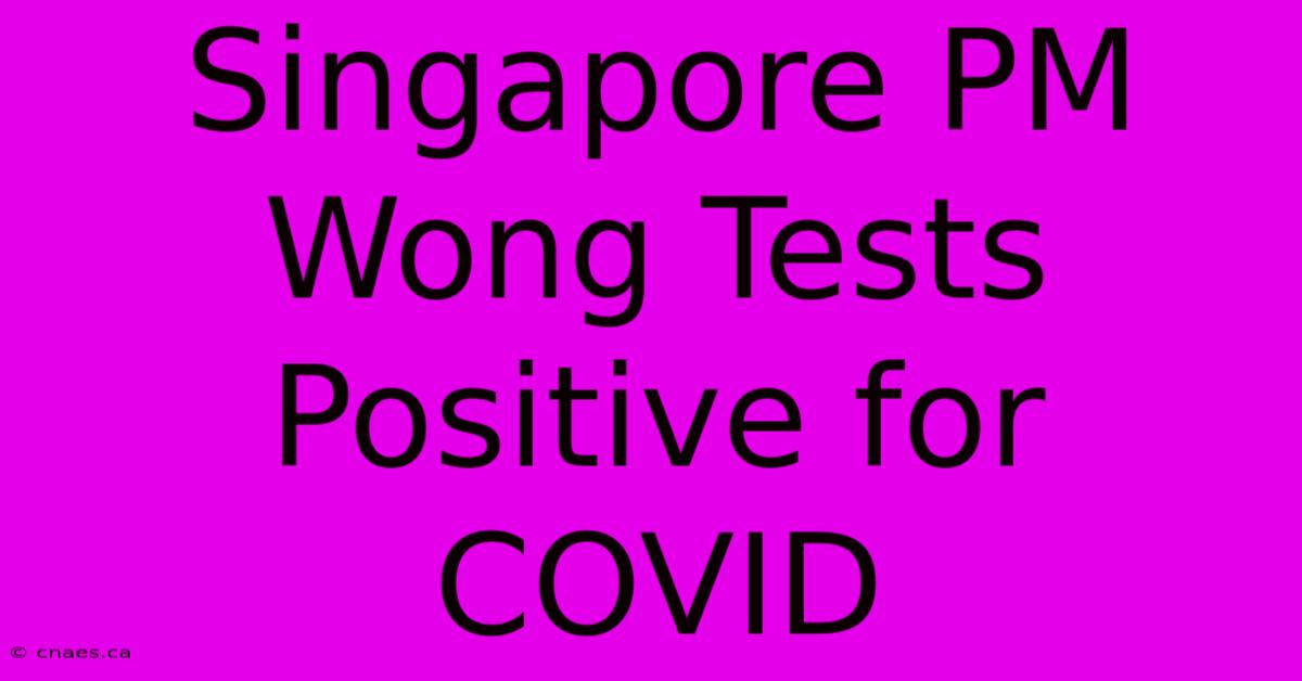 Singapore PM Wong Tests Positive For COVID