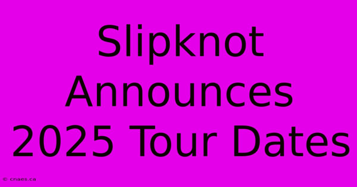 Slipknot Announces 2025 Tour Dates