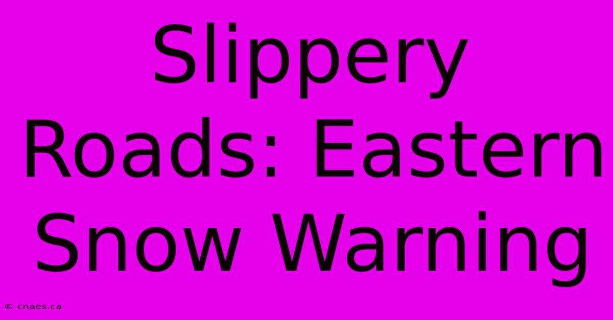 Slippery Roads: Eastern Snow Warning