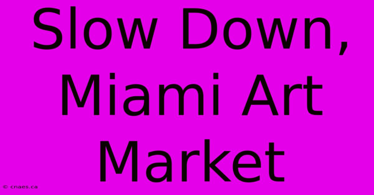 Slow Down, Miami Art Market