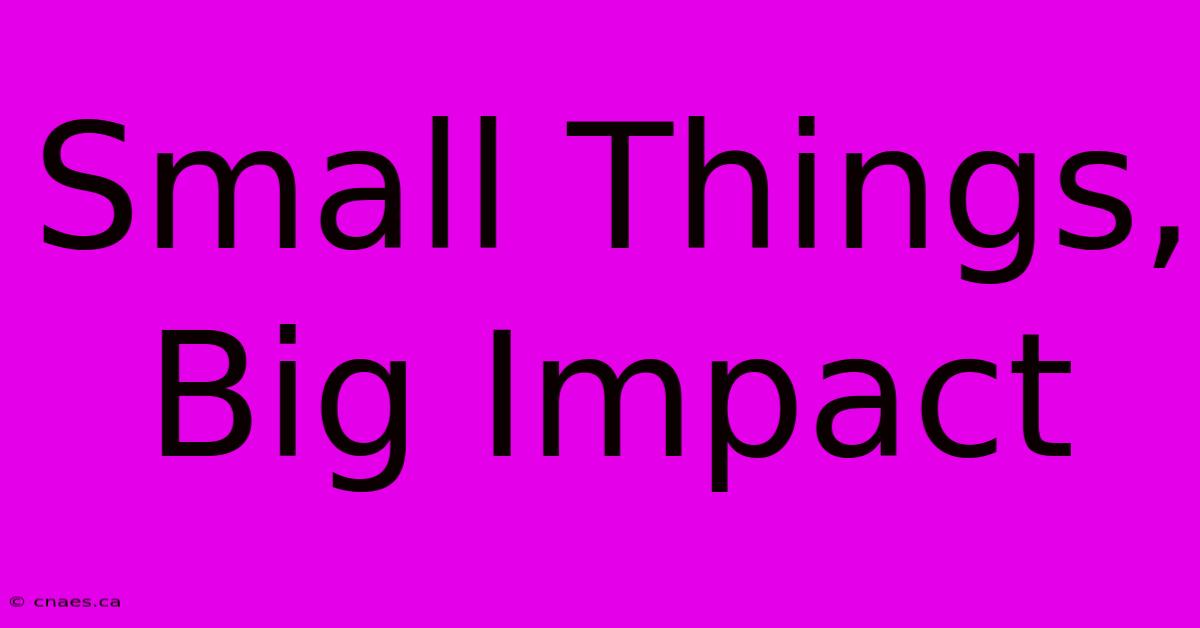 Small Things, Big Impact