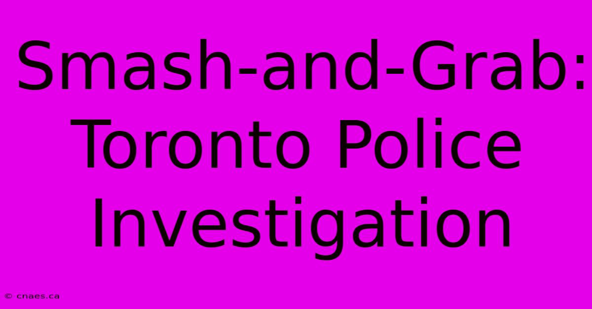 Smash-and-Grab: Toronto Police Investigation