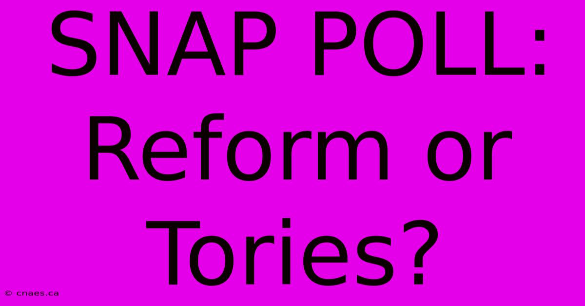 SNAP POLL: Reform Or Tories?