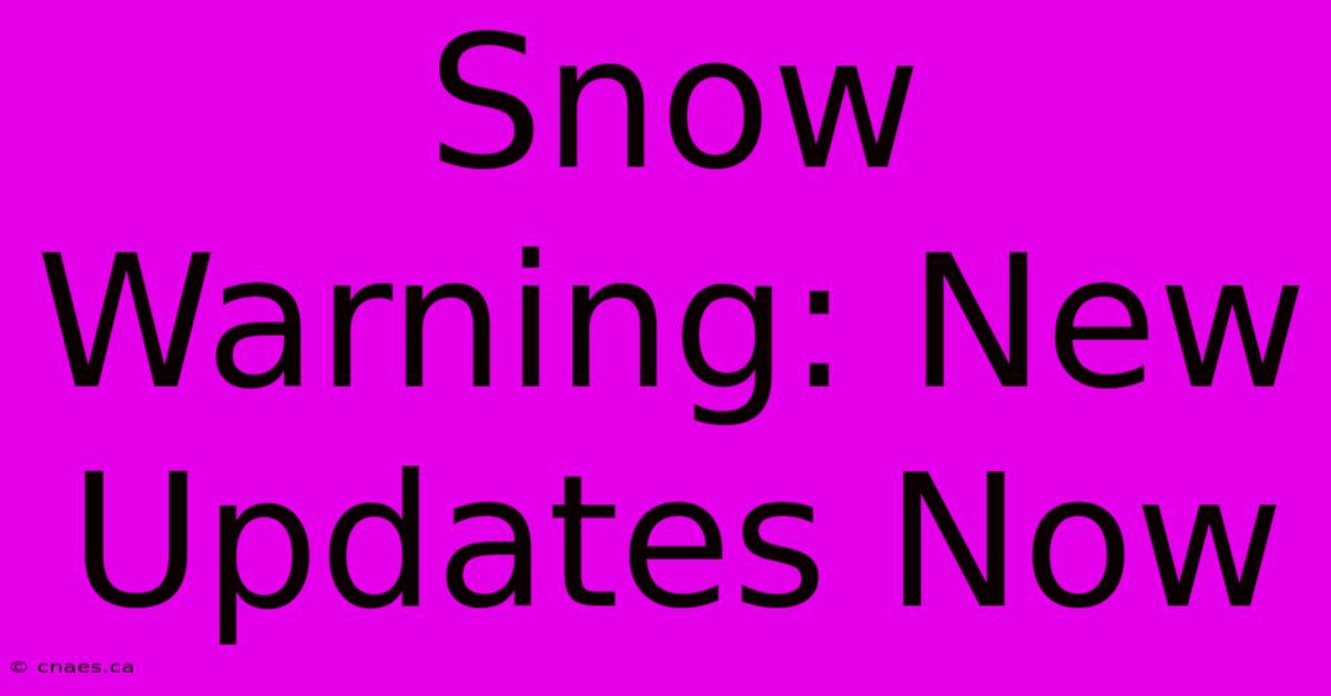 Snow Warning: New Updates Now