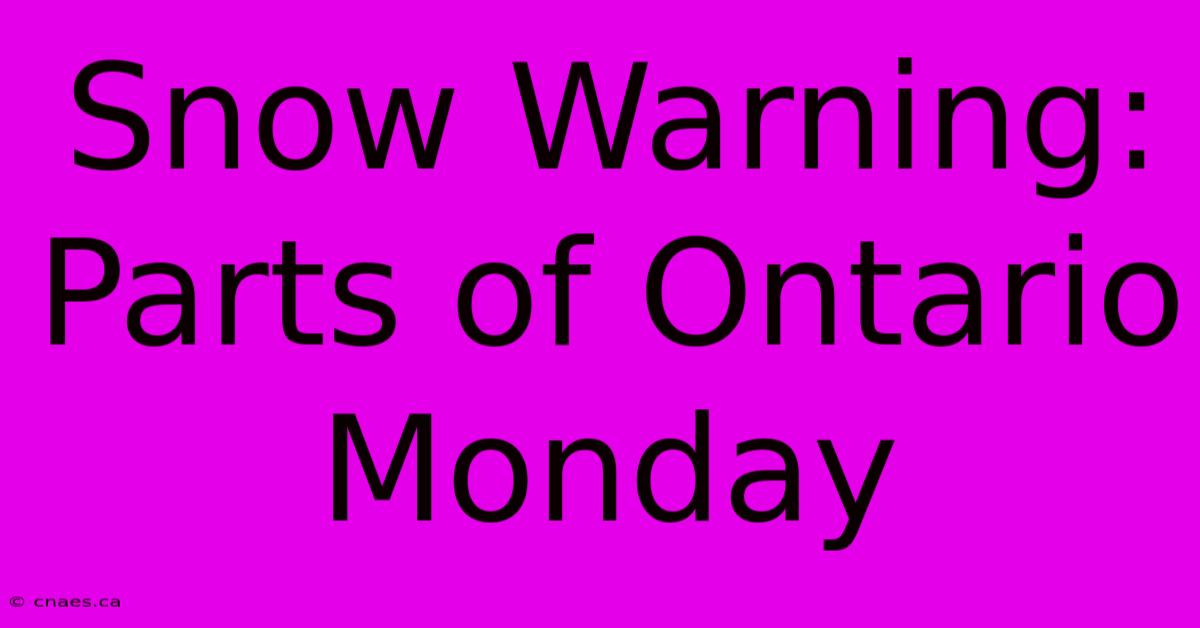 Snow Warning: Parts Of Ontario Monday